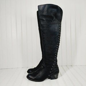 Vince Camuto Black Over-the-Knee Lace-Up Heeled Boots